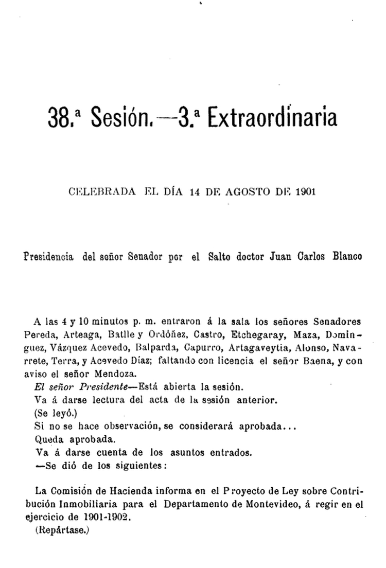 DIARIO DE SESIONES DE LA CAMARA DE SENADORES del 14/08/1901